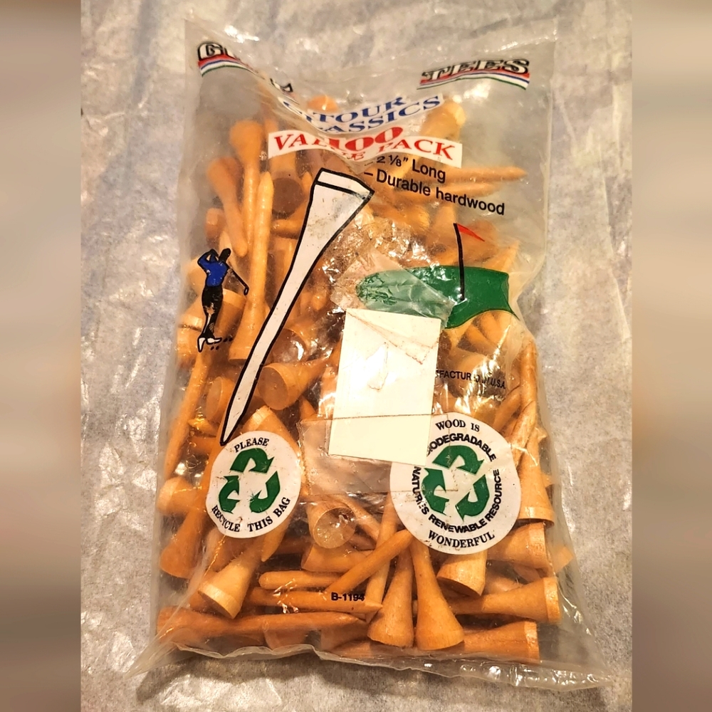 VINTAGE Tourr Classics Wood Golf Tees 100 Count NWT